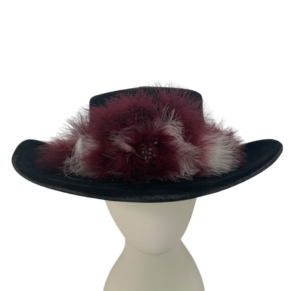 VTG Bailey U-Rollit Hat Size 7 1/8 Black Felt Western Cowboy With Feather Band